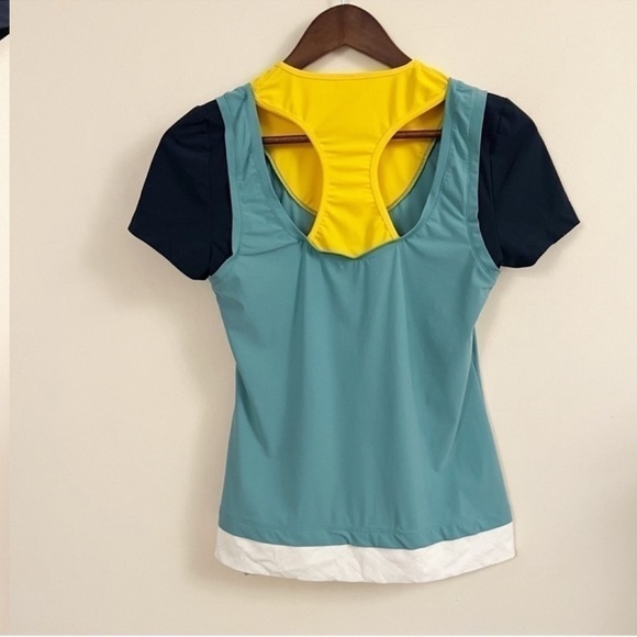 No Ka’OI Yoga Short Sleeve Workout Top Colorblock Racerback Size 1 (Small) - Picture 5 of 8